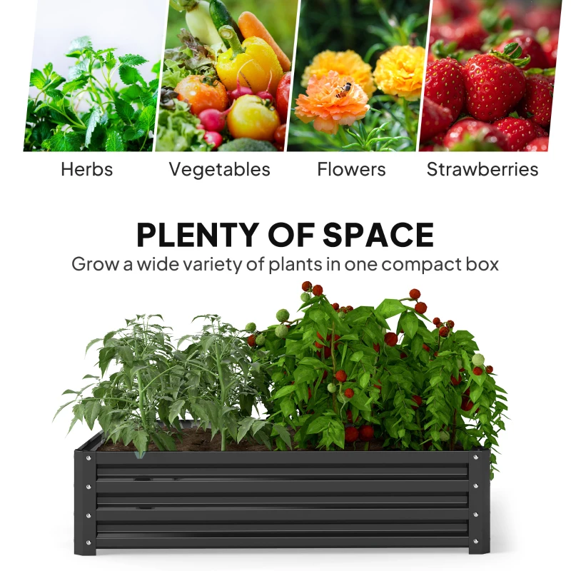 Outsunny 4' x 4' x 1' Raised Garden Bed Galvanized Steel Planter Box for Vegetables, Flowers, Herbs, Grey