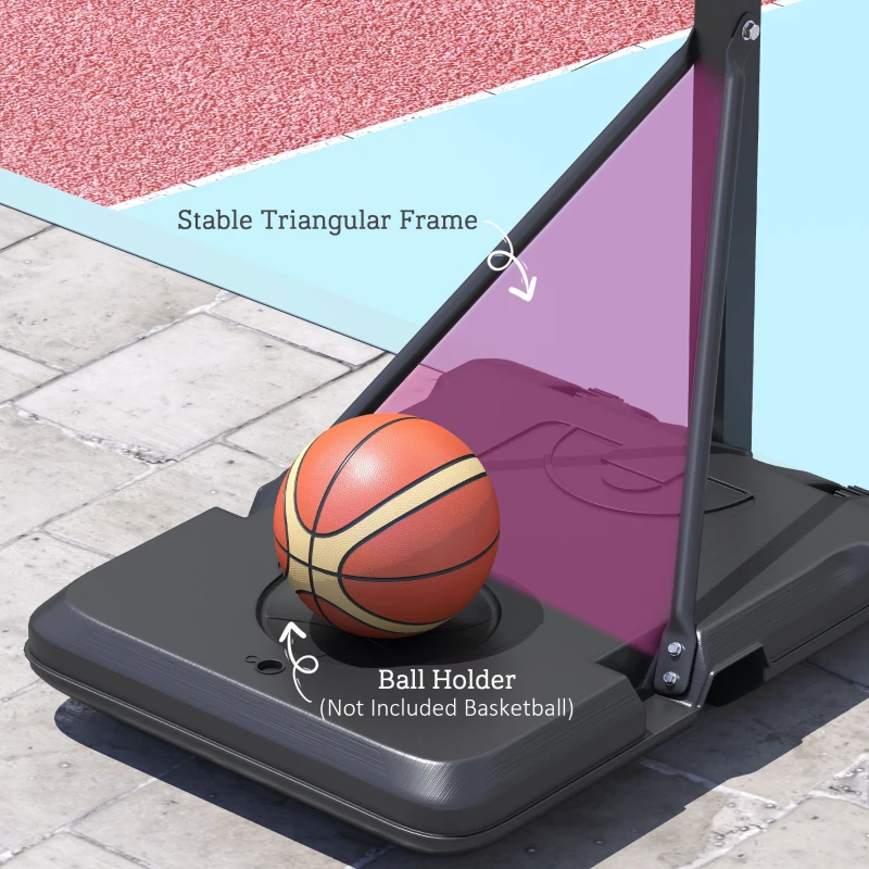 Soozier Basketball Hoop Outdoor, Basketball Hoop and Stand with Weighted Base and Shatterproof Backboard, 57.5"-92.9", Black