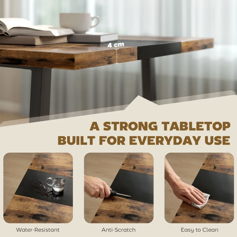 HOMCOM Industrial Kitchen Table for 8 People, 70.9" Long Dining Table with Large Tabletop and Steel Legs for Dining Room, Brown