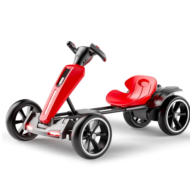 12V Electric Pedal Go-Kart for Kids with Adjustable High-Back Seat, Ride-On Truck with Music/Flashing Lights, 38'' L x 22.5'' W x 19.5'' H, Red