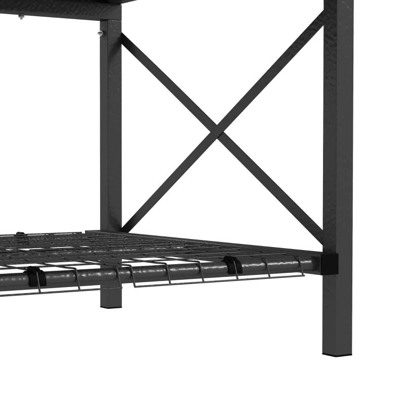 Outsunny Raised Garden Bed with Cover, Metal Elevated Planter Box with Bottom Shelf and Liner, Black