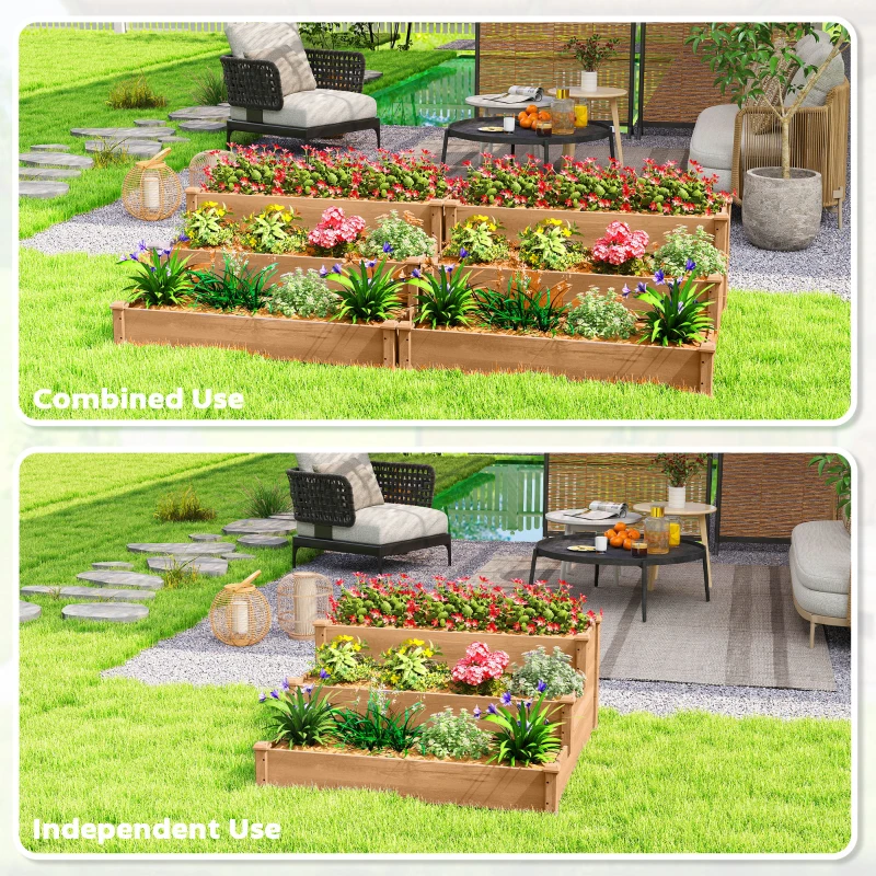 Outsunny 3-Tier Garden Bed Planter Box for Backyard, Patio, 49"x49"x22", Brown