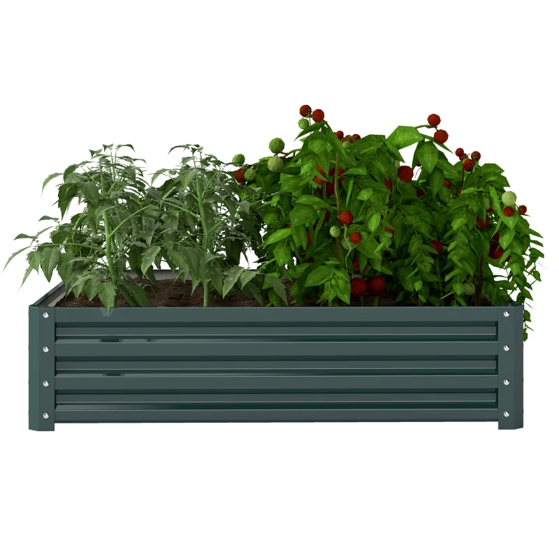 Outsunny 4' x 4' x 1' Raised Garden Bed Galvanized Steel Planter Box for Vegetables, Flowers, Herbs, Green