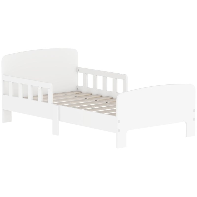 Qaba Toddler Bed Frame with Safety Side Rails for Girls and Boys, Bedroom Furniture, White