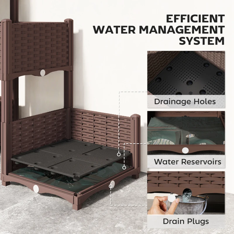 Outsunny Plastic Raised Garden Bed with Legs, Self Watering Elevated Planter Boxes with Drainage Holes and Plugs
