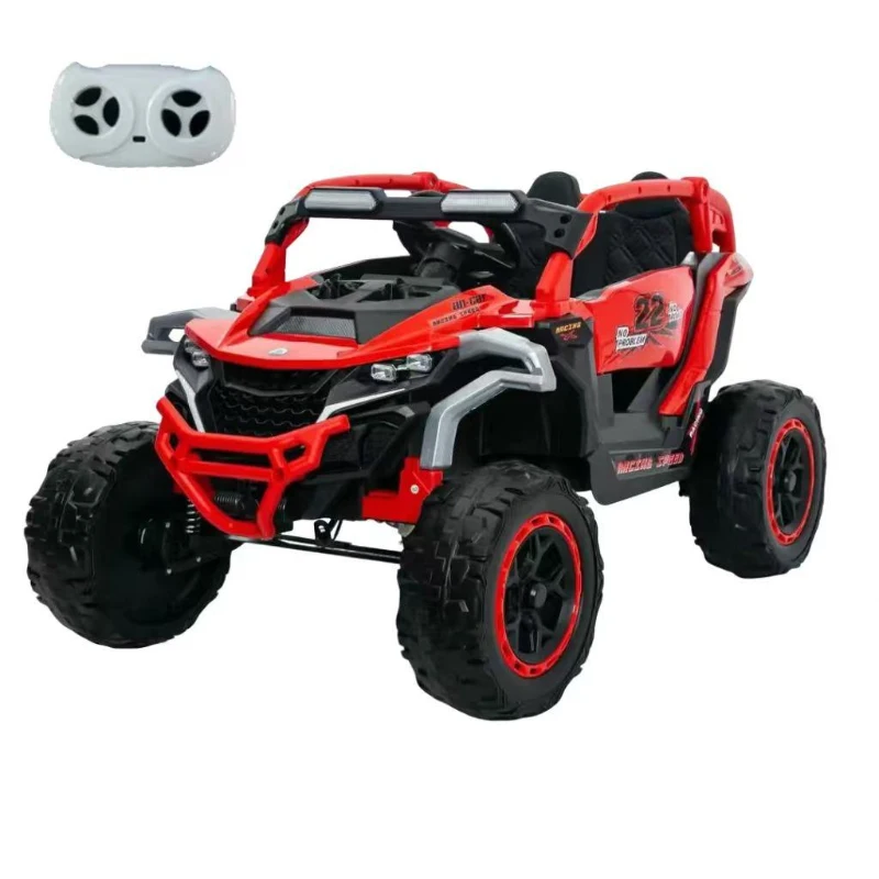 12V 2-Seater Kids Electric UTV Ride-On with Parental Remote Control, Electric Go-Kart with Music & Flashlights, 45.5" L x 28.5" W x 24.5" H, Red