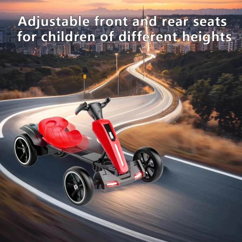 12V Electric Kids Go-Kart with 4.5Ah Battery and Adjustable Seat, Foldable Ride-On with Music & Flashing Lights, 38" L x 22.5" W x 19.5" H, Red