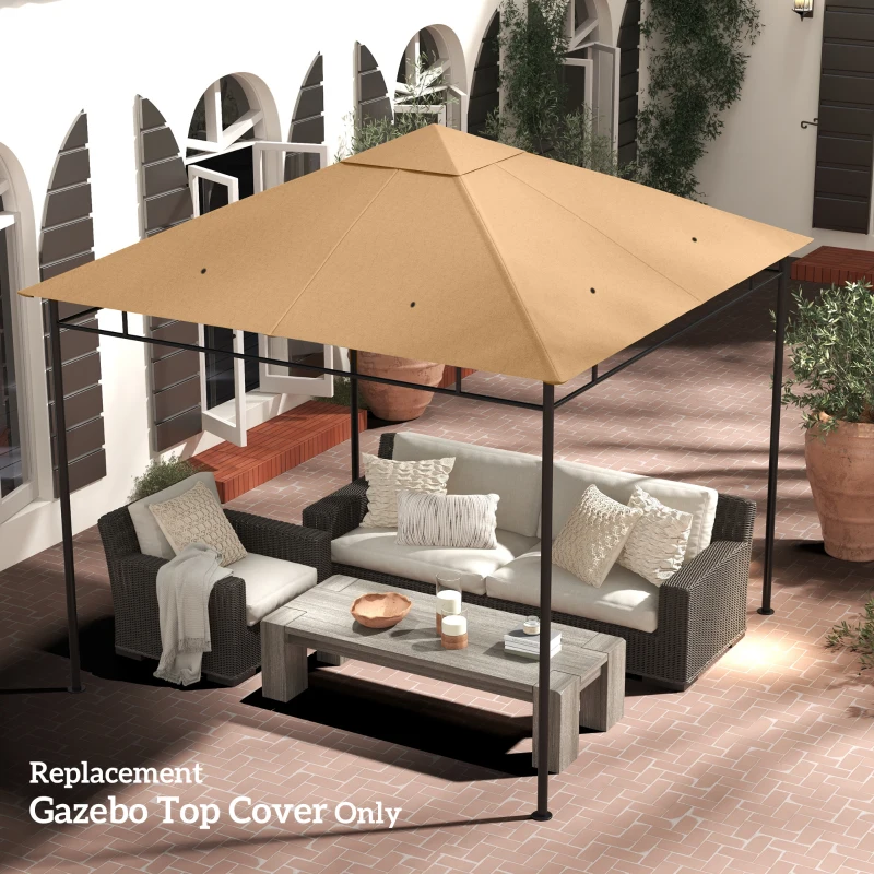 Outsunny 10' x 10' Square Gazebo Canopy Replacement UV Protected Top Cover Sun Shade Beige