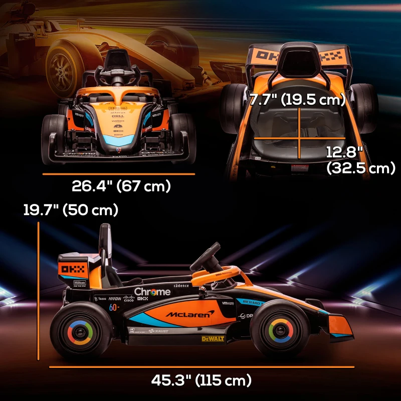 Qaba 12V Electric Car for Kids with Suspension, Music, MP3, Remote Control for 3-5 Years, Orange