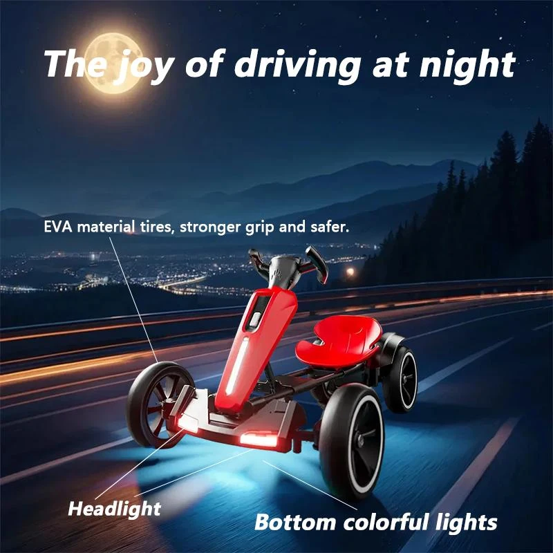12V Electric Kids Go-Kart with 4.5Ah Battery and Adjustable Seat, Foldable Ride-On with Music & Flashing Lights, 38" L x 22.5" W x 19.5" H, Red