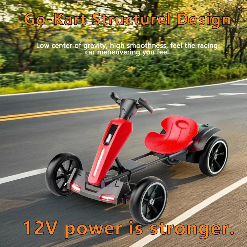 12V Electric Pedal Go-Kart for Kids with Adjustable High-Back Seat, Ride-On Truck with Music/Flashing Lights, 38'' L x 22.5'' W x 19.5'' H, Red