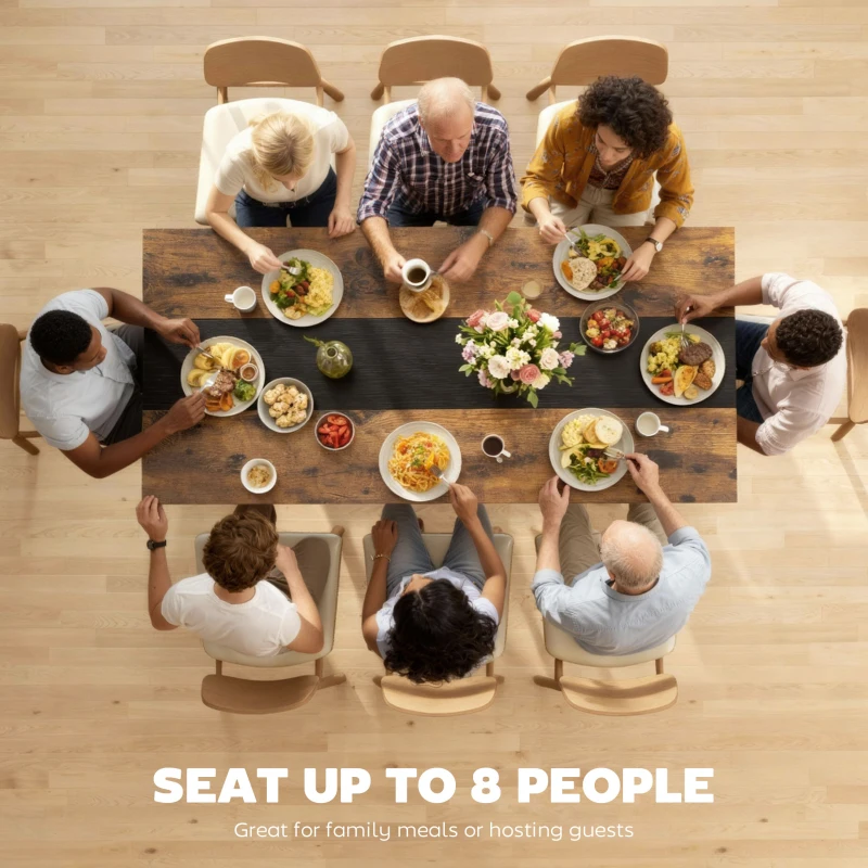 HOMCOM Industrial Kitchen Table for 8 People, 70.9" Long Dining Table with Large Tabletop and Steel Legs for Dining Room, Brown