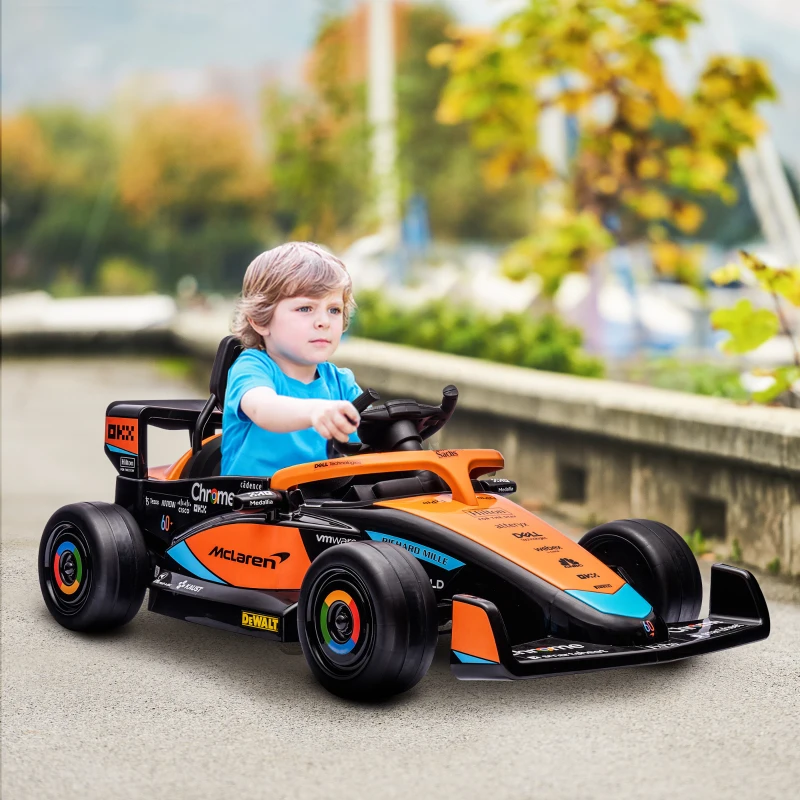 Qaba 12V Electric Car for Kids with Suspension, Music, MP3, Remote Control for 3-5 Years, Orange