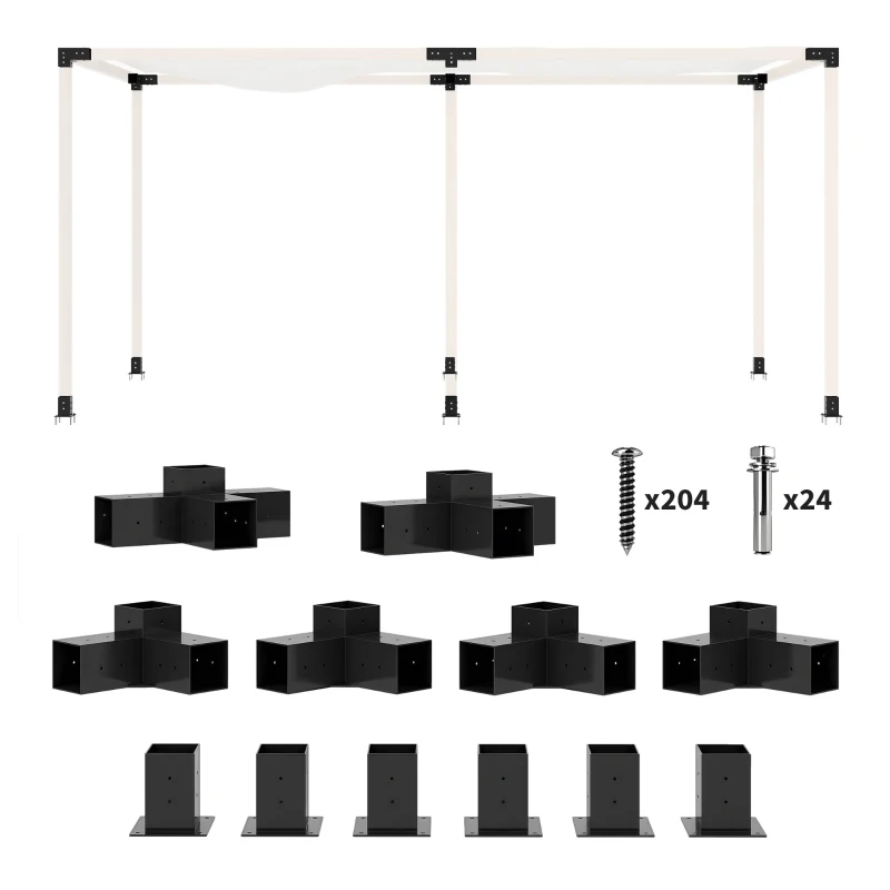 Outsunny 12PCS Pergola Kit, Pergola Brackets with 3-Way & 4-Way Corner Brackets for 4"x4" (Actual 3.6"x3.6") Lumber