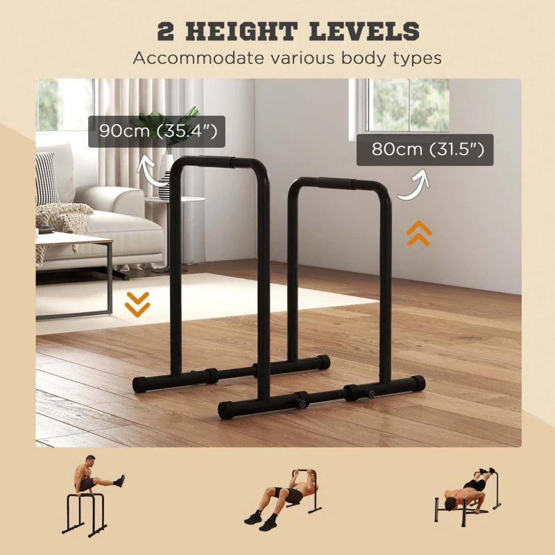 Soozier Adjustable Dip Station, Push Up Bars with 6 Width and 2 Height Levels for Home Gym Fitness Workout