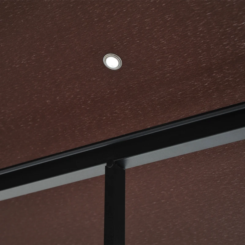 Outsunny 10' x 10' Double Tier Garden Gazebo Canopy Outdoor Sunshade Tent Anti-UV Roof with Metal Frame, Coffee