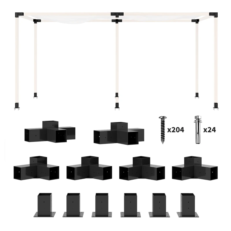 Outsunny 12PCS Pergola Kit, Pergola Brackets with 3-Way & 4-Way Corner Brackets for 4"x4" (Actual 3.6"x3.6") Lumber