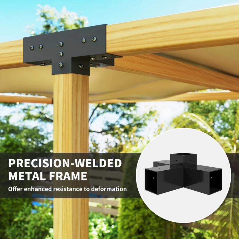 Outsunny 12PCS Pergola Kit, Pergola Brackets with 3-Way & 4-Way Corner Brackets for 4"x4" (Actual 3.6"x3.6") Lumber