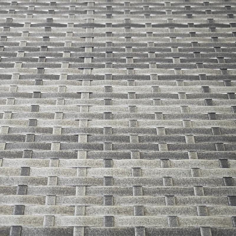 Outsunny Half Round Side Table, PE Rattan Coffee Table with Metal Frame for Patio, Garden, Balcony, Grey