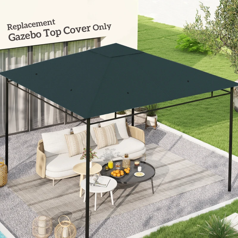 Outsunny 10' x 10' Square Gazebo Canopy Replacement UV Protected Top Cover Sun Shade Grey