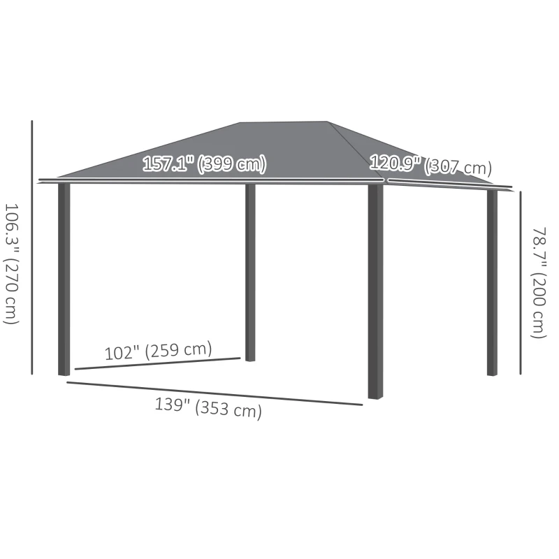 Outsunny 13' x 10' Hardtop Gazebo with Netting Sidewalls and Curtains, Galvanized Steel Outdoor Gazebo Canopy for Garden