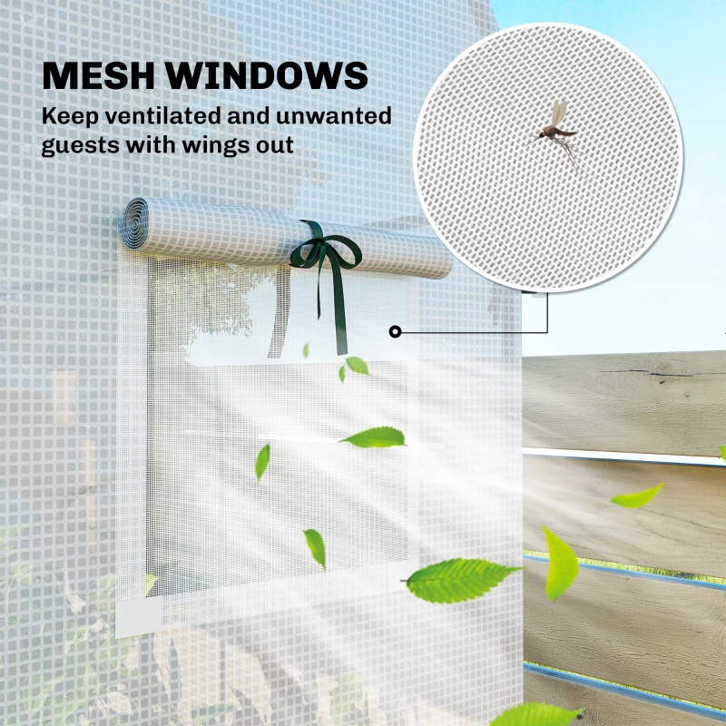 Outsunny Mini Greenhouse, Portable Garden Green House with Roll-up Door and Mesh Windows, 6' x 2' x 6.6', White