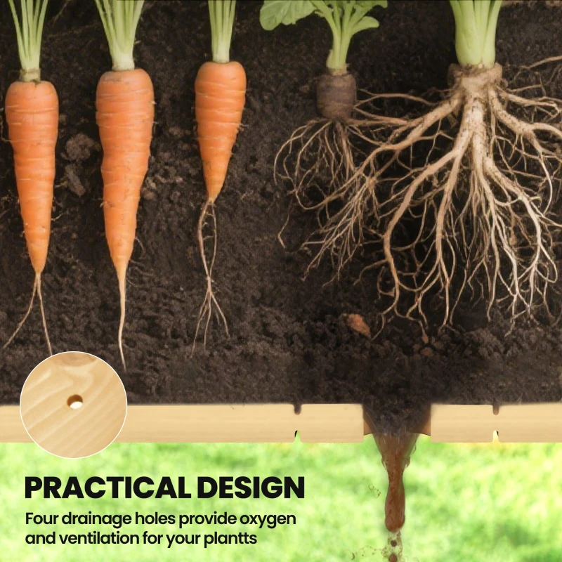 Outsunny Elevated Planter Box with Legs and Storage Shelf, Raised Garden Bed, Elevated Wooden Planter Box, Natural