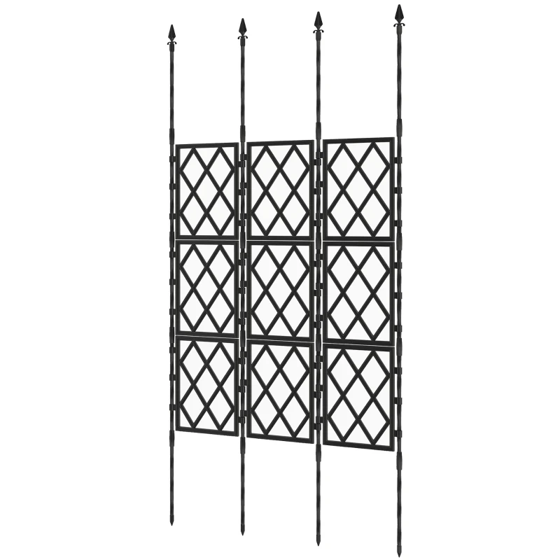 Outsunny Foldable Garden Trellis, 33.5 x 77.6 Inch Lattice Climbing Support Trellis for Garden, DIY Assembly, Black