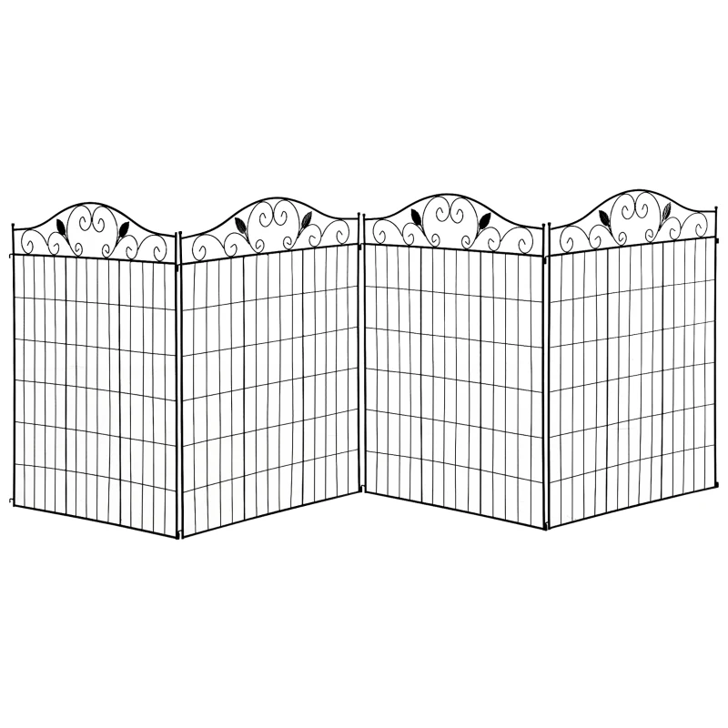 Outsunny Garden Decorative Fence 4 Panels 44in x 12ft Steel Wire Border Edging for Landscaping