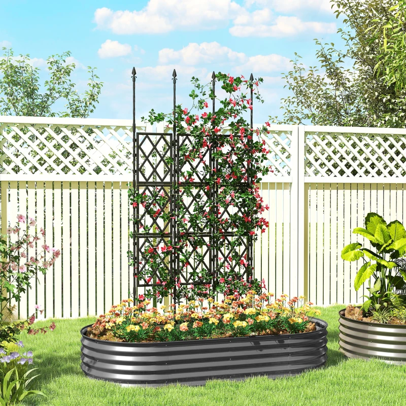Outsunny Foldable Garden Trellis, 33.5 x 77.6 Inch Lattice Climbing Support Trellis for Garden, DIY Assembly, Black