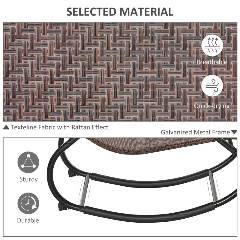 Outsunny Zero Gravity Rocking Lounge Chair, Patio Rocker w/ Removable Pillow, Recliner Seat for Indoor & Outdoor, Breathable Texteline, Brown