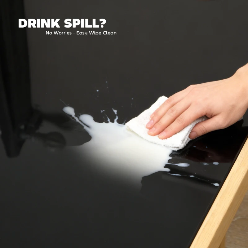 HOMCOM 3-Piece Rectangular Glass Kitchen Table and Chairs with Metal Frame and Faux Leather Upholstery for Dining Room