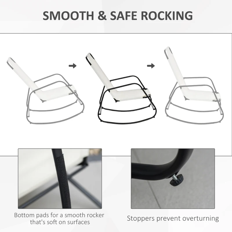 Outsunny Garden Rocking Chair, Outdoor Indoor Sling Fabric Rocker for Patio, Balcony, Porch, Cream White