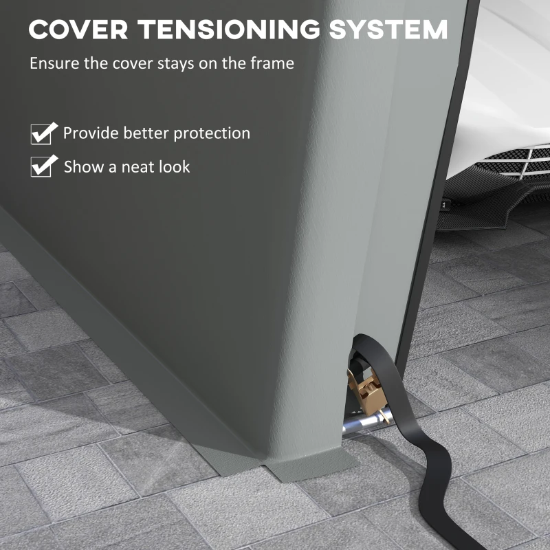 Outsunny Carport 12' x 20' Portable Garage, Heavy Duty Car Port Canopy with Ventilation Windows and Large Roll-up Door, Gray