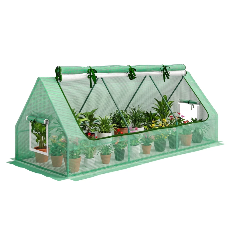 Outsunny Portable Mini Greenhouse with Mesh Windows for Indoor and Outdoor, 94.5" x 35.4" x 35.4", Green