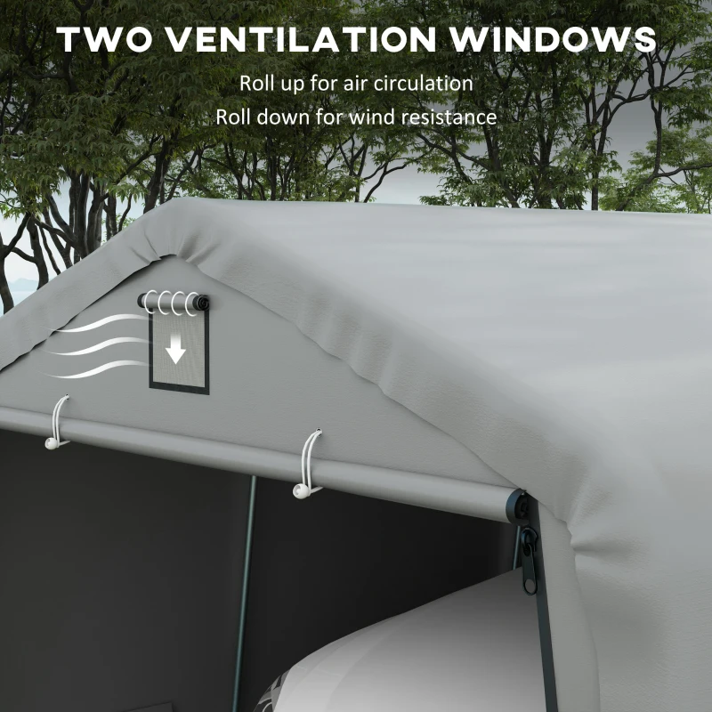 Outsunny Carport 12' x 20' Portable Garage, Heavy Duty Car Port Canopy with Ventilation Windows and Large Roll-up Door, Gray