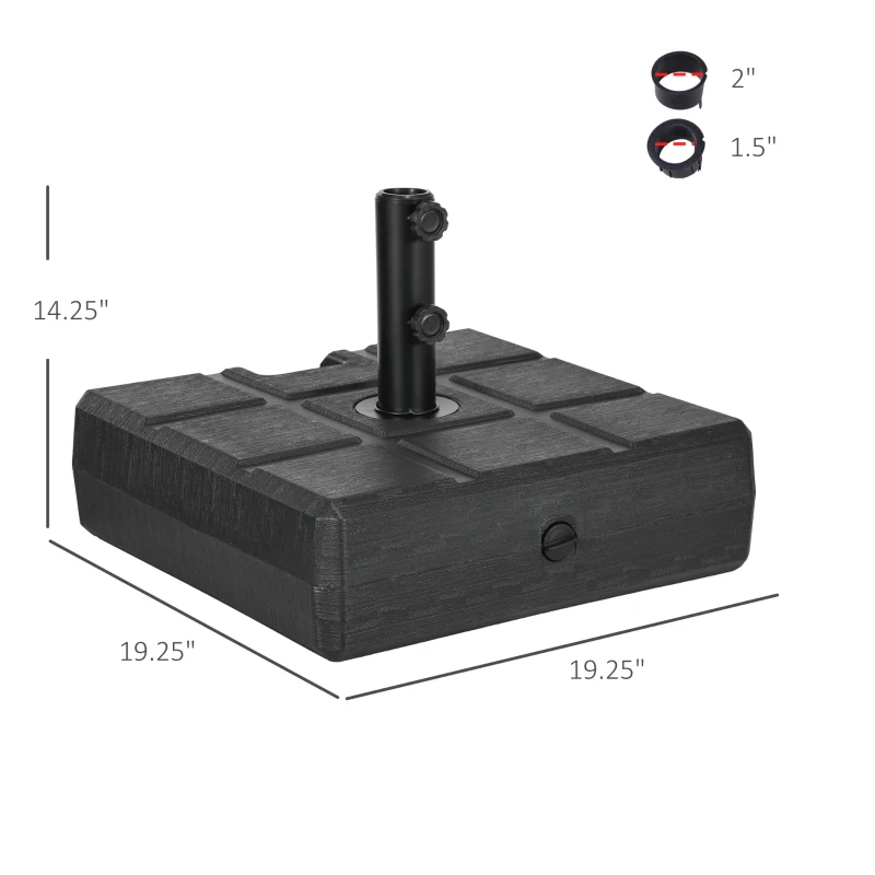 Outsunny Umbrella Stand for 1.5", or 1.9" Umbrella Poles, Fillable Umbrella Base, Black