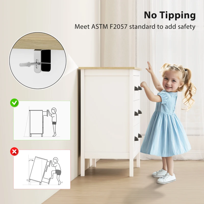 HOMCOM Chest of Drawers with Anti-Tipping, Simple Setup, Easy Clean, Quiet Slides, Modern 3 Drawer Dresser, White