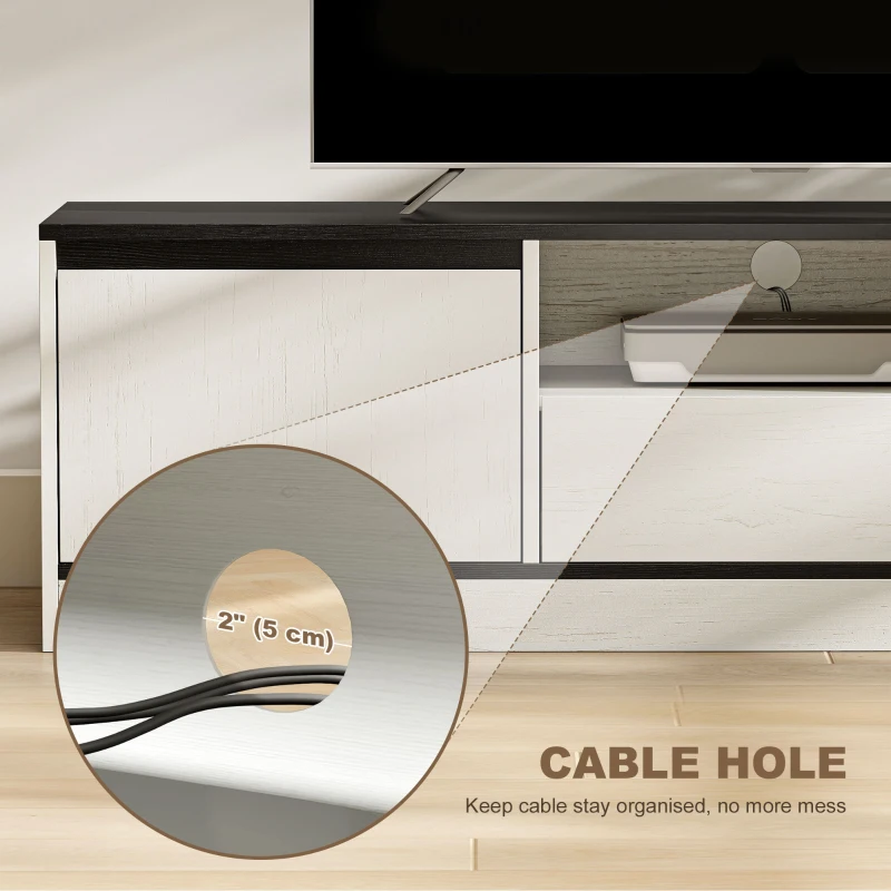 HOMCOM TV Stand for 55-60 Inch TV,  Entertainment Center w/ Cabinets, Shelf, Drawer and Cable Management for Living Room, White