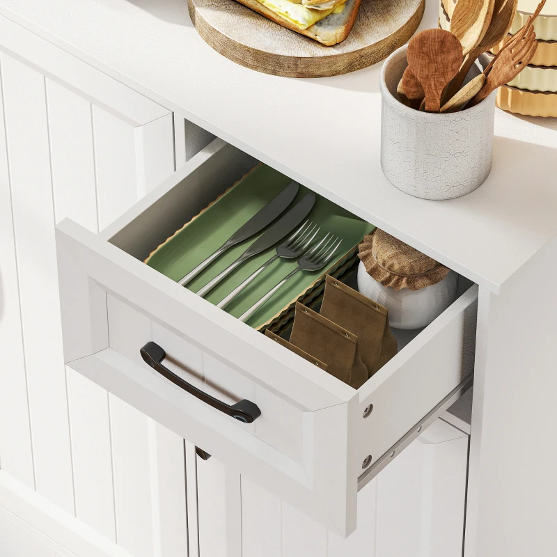 HOMCOM 71" Pantry Cabinet with Charging Station, Kitchen Storage Cabinet with Microwave Stand, Adjustable Shelves, White