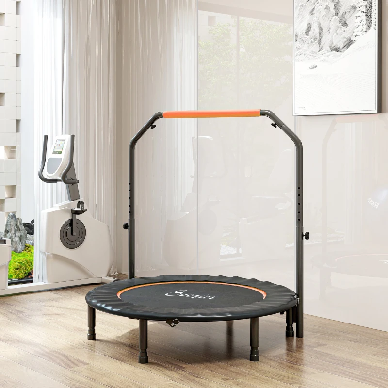 Soozier 45" Foldable Mini Fitness Trampoline, with Adjustable Foam Handle, Orange