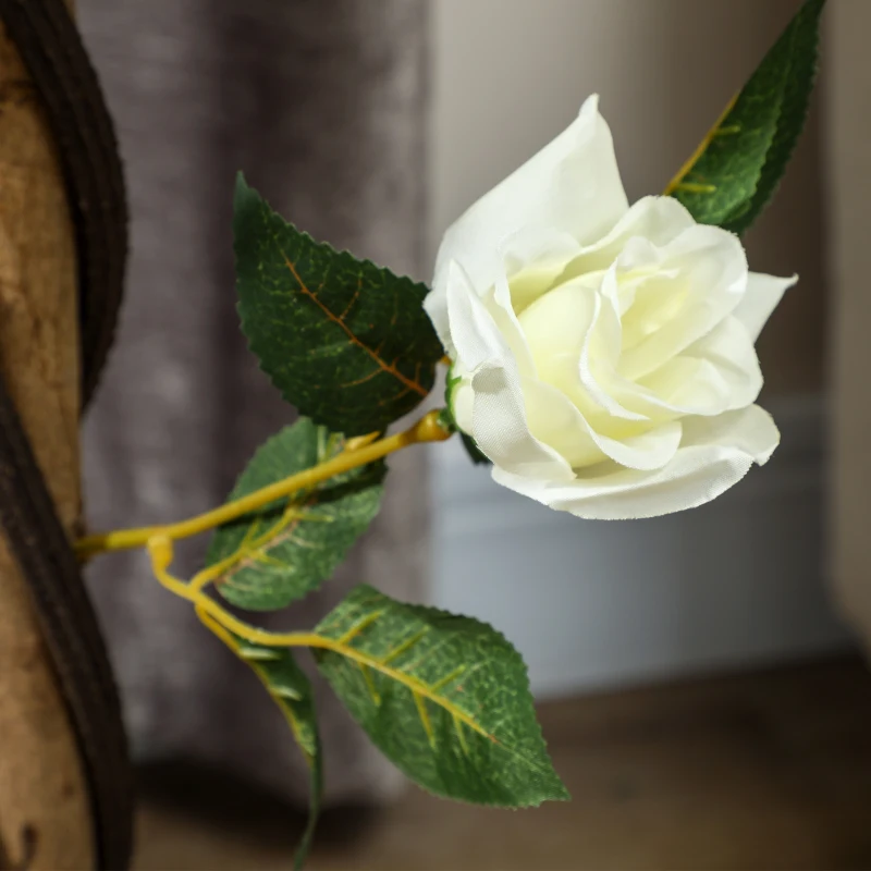 Outsunny 3FT Artificial Plant White Rose Floral Set of 2 in Pot, Fake Plant for Home Indoor Decor