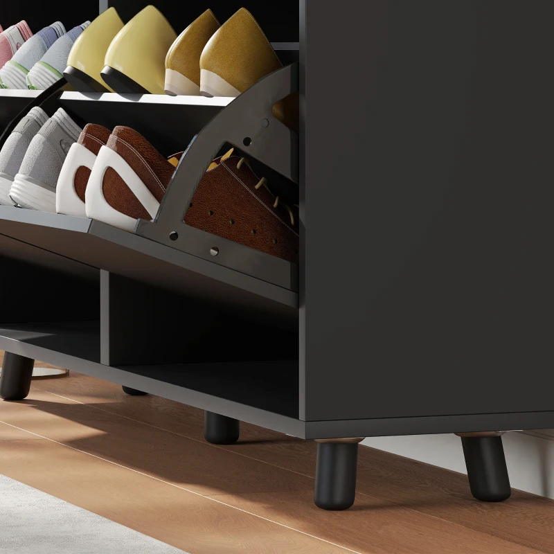 HOMCOM Narrow Shoe Cabinet, Shoe Storage Cabinet with 4 Flip Drawers and Adjustable Shelves for 16 Pairs of Shoes, Black