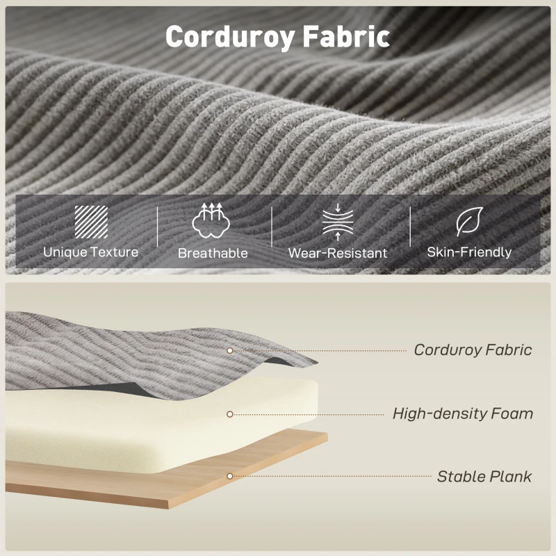 HOMCOM Loveseat Sofa, 55" Small Sofa Couch with 2 Pillows, Metal Legs for Living Room, Bedroom, Apartment, Grey