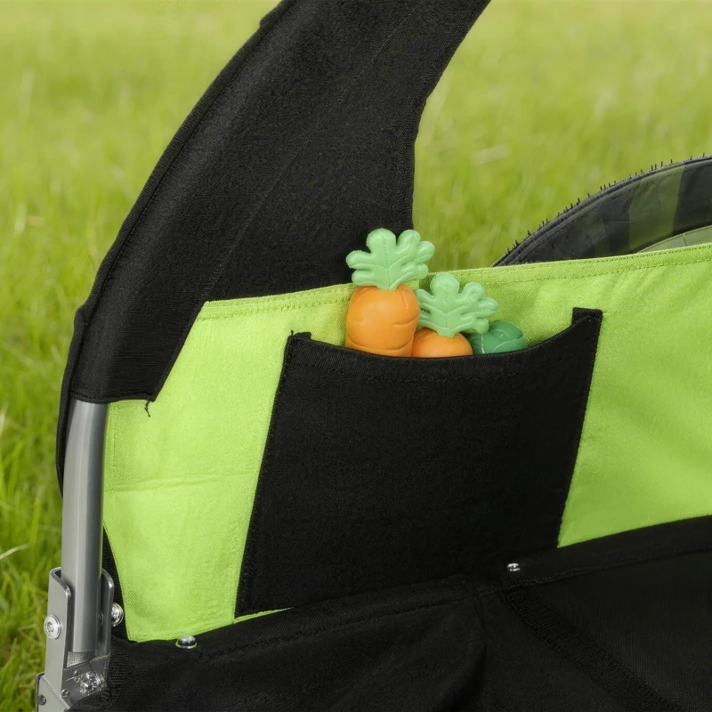 Aosom 2-Seat Child Bike Trailer for Kids with a Strong Steel Frame, 5-Point Safety Harnesses, & Comfortable Seat, Green