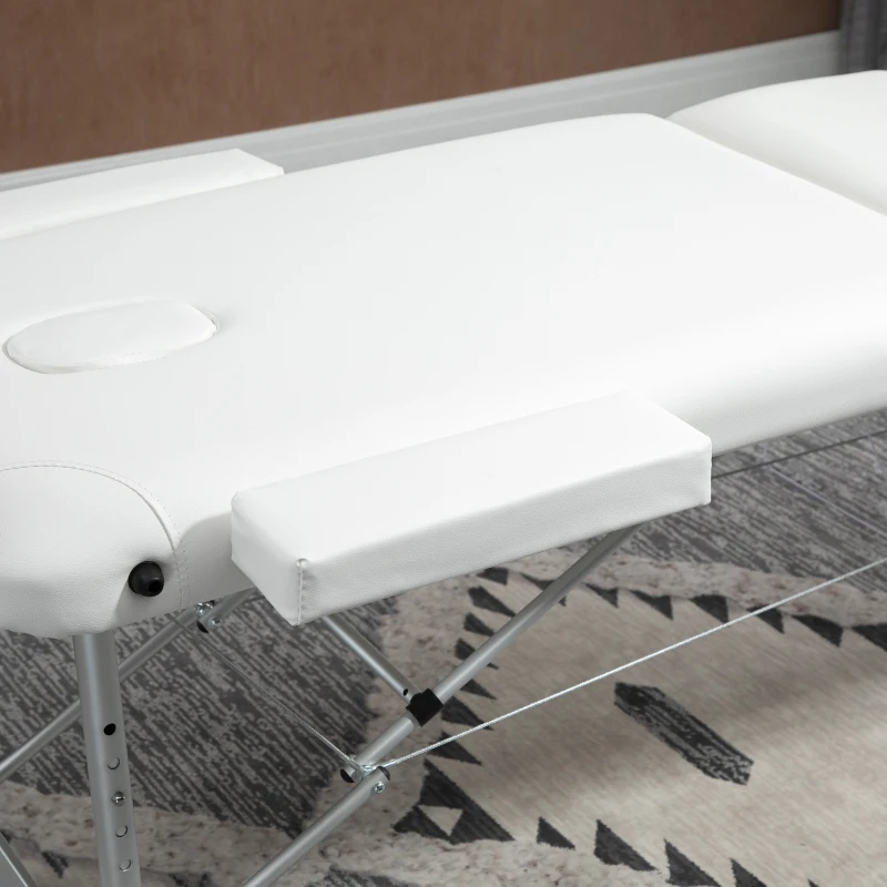 HOMCOM 85" 3 Section Foldable Massage Table Professional Salon Spa Facial Couch Bed (White)