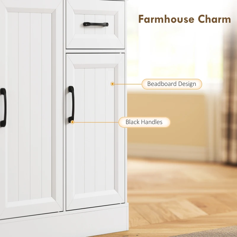 HOMCOM 71" Pantry Cabinet with Charging Station, Kitchen Storage Cabinet with Microwave Stand, Adjustable Shelves, White