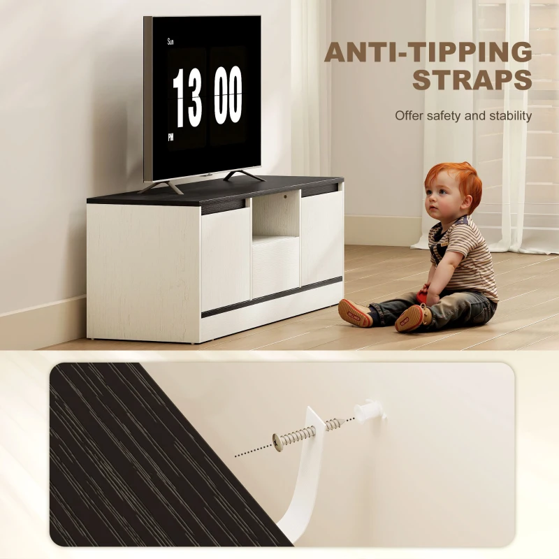 HOMCOM TV Stand for 43-55 Inch TV,  Entertainment Center w/ Cabinets, Shelf, Drawer and Cable Management for Living Room, White