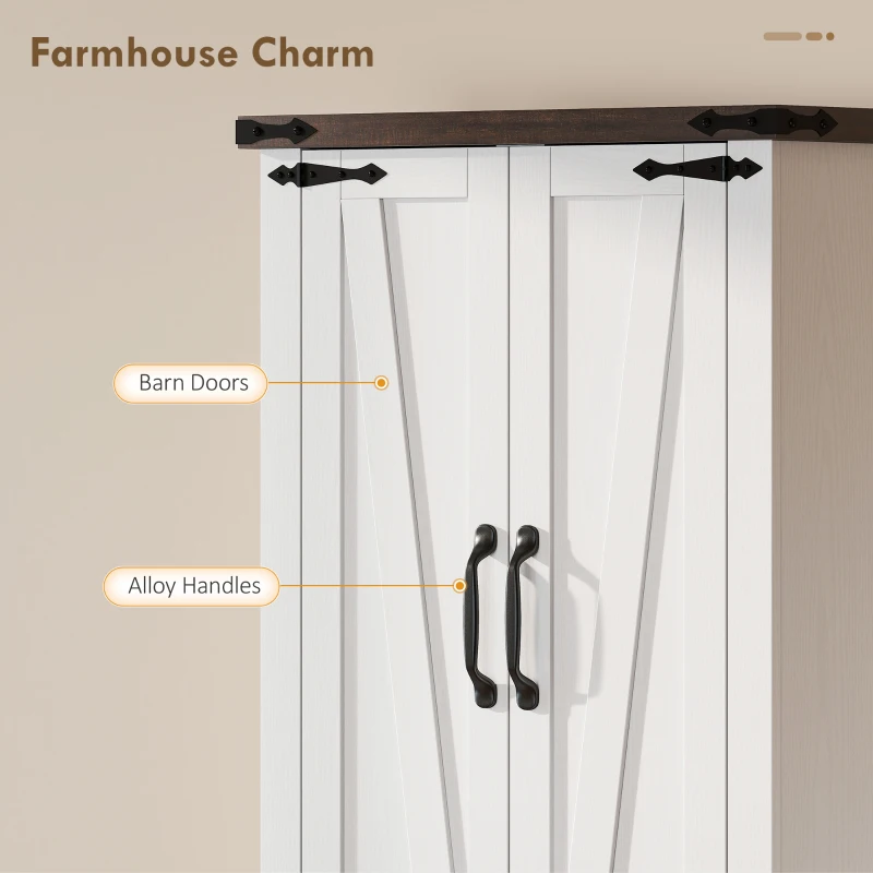 HOMCOM 72" Pantry Cabinet, Farmhouse Freestanding Kitchen Storage Cabinet with Adjustable Shelves for Dining Room, White