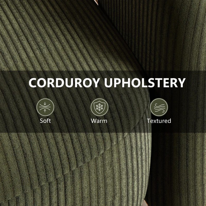 HOMCOM Swivel Barrel Accent Chair, Modern Upholstered Living Room Chair with Thick Padding for Reading, Green